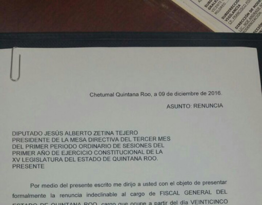 CARLOS ÁLVAREZ ESCALERA PRESENTÓ SU RENUNCIA COMO FISCAL GENERAL DEL ESTADO