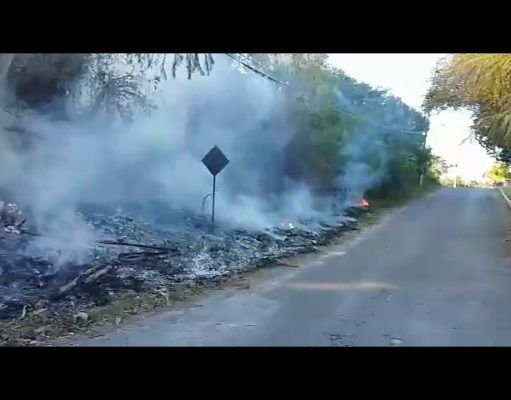 BOMBEROS DE BACALAR APAGAN INCENDIO EN LAS INMEDIACIONES DEL BALNEARIO «COCALITOS»