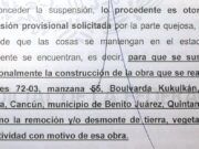 Ordena juzgado suspender provisionalmente construcción de hotel Riviera Cancún