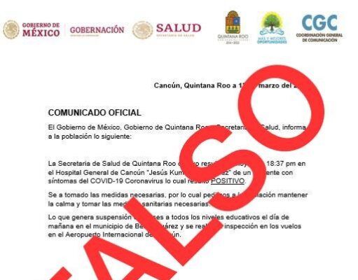Fake News | Es falso el oficio sobre un presunto caso de Coronavirus detectado en Cancún