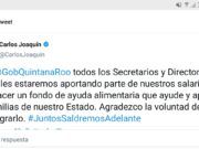 Crean fondo de ayuda alimentaria con aportaciones monetarias del Gobernador, Secretarios y Directores Generales