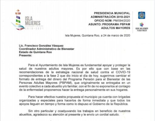 IM | “Pensión para el Bienestar de los Adultos Mayores” se entregará directamente en los domicilios de los abuelitos