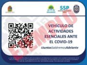 Secretaría de Seguridad Pública ofrece tarjetones para que vehículos pasen filtros sanitarios