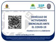Tarjetones para vehículos de actividades esenciales podrán prolongar su uso hasta el 1 de junio: SSP Quintana Roo