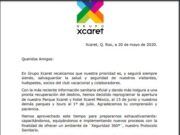Turismo | En vista de la información sanitaria oficial, la reapertura de Parque y Hotel será el 15 de junio: Grupo Xcaret