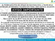 En Quintana Roo la venta de alcohol seguirá con el actual horario limitado durante todo junio
