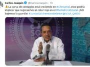 OPB | Los contagios crecen en Chetumal, lo que podría implicar que se regrese al color rojo en el Semáforo Estatal: Carlos Joaquín