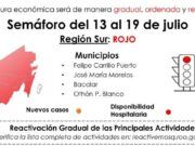 Zona Sur regresa al rojo por incremento de casos de COVID-19 y disponibilidad hospitalaria