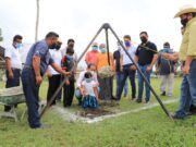 Tendrán domo deportivo habitantes de David Gustavo Primera piedra del domo en David Gustavo