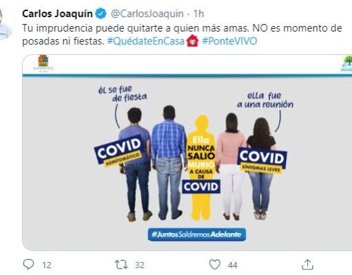 Decreta gobernador, Carlos Joaquín, uso obligatorio del cubrebocas en Quintana Roo