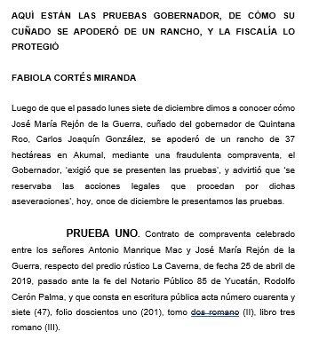Le responden al gobernador Carlos Joaquín y presentan pruebas del despojo que hizo su cuñado