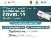 Inicia mañana la aplicación de pruebas rápidas de COVID-19 en Cancún