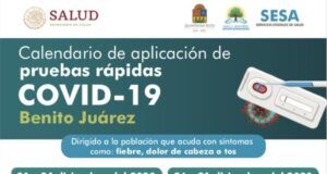 Inicia mañana la aplicación de pruebas rápidas de COVID-19 en Cancún