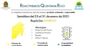 A naranja la zona norte de QRoo; el sur sigue en amarillo