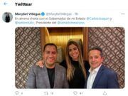 Tuitea Marybel Villegas foto con Carlos Joaquín y el Presidente del Senado