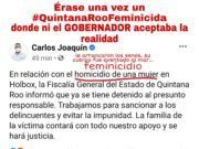 Corrige movimiento feminista al Gobernador por feminicidio en Holbox
