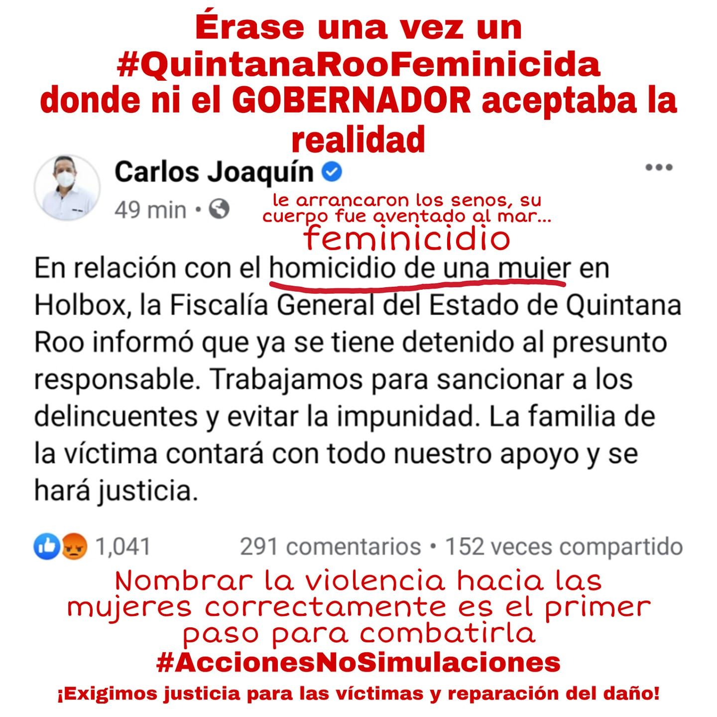 Feminicidio en Holbox, corrección