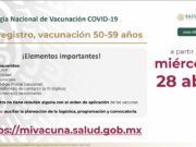 Inicia pre-registro para vacunación de personas de 50 a 59 años de edad