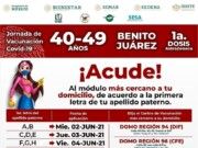 El 2 de junio arranca jornada de vacunación a personas de 40 a 49 años de edad