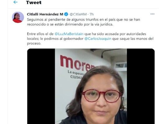 Solidaridad | “Nada está definido aún”, dijo Citlalli Hernández, Secretaria general de Morena