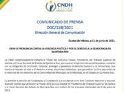 Exhorta CNDH a QRoo garantizar el derecho humano a la democracia