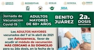 BJ | Adultos de 60 años y más ya pueden recibir segunda dosis de vacuna