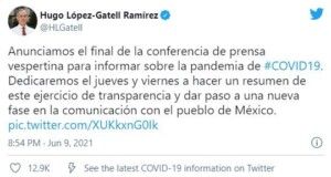 Llegan a su fin las conferencias de prensa vespertinas de Covid-19