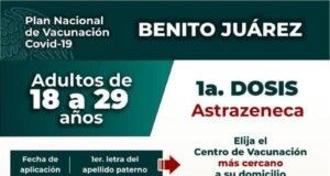Inicia QRoo vacunación a personas de 18 a 29 años de edad