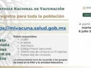 Abren registro para vacunar a mayores de 18 años de edad