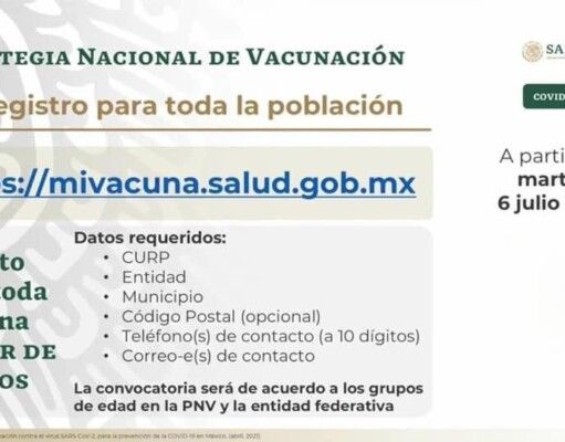 Abren registro para vacunar a mayores de 18 años de edad