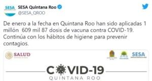 QRoo entre los 10 estados del país con mayores porcentajes de población vacunada