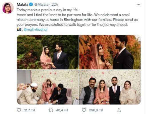 Opinión | Malala Yousafzai anuncia que se ha casado con Asser Malik, un empresario de la Industria del Deporte | Explorador de mundos | Fernando Castro Borges