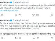Aseguran que una tercera dosis de vacuna Pfizer-BioNTech es eficaz contra Ómicron
