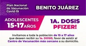 Anuncian jornada de vacunación contra Covid-19 para adolescentes
