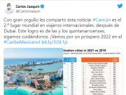 Cancún y Cdmx entre los 20 destinos favoritos del mundo