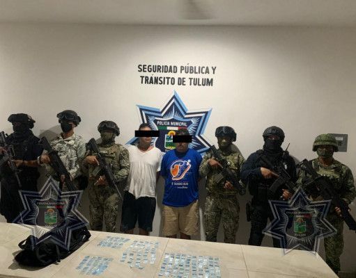 Aseguran en Tulum a cuatro personas con más de 200 sustancias ilícitas