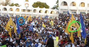 Jaguar Negro | El extraño «gigante» entre las banderas del PRD: ¿montaje de multitud en evento de Laura Fernández?