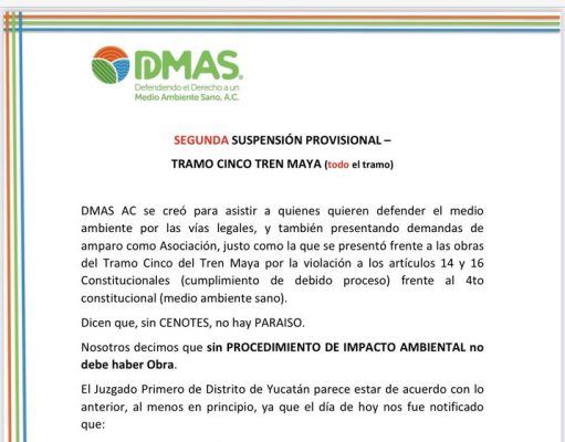 Concede Juez segunda suspensión a obras de Tramo 5