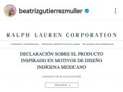 Se disculpa Ralph Lauren luego de ser acusado de plagio por primera dama de México