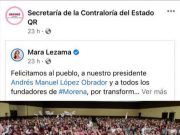 Comparte Secoes mítines de Morena en sus redes sociales