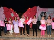 Dan banderzo a 2 camiones recolectores de basura contra el cáncer de mama