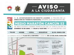 Anuncian cierre parcial de vialidades por «Medio Maratón Cancún 53»