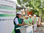 Da Blanca Merari banderazo para pavimentación de vialidades en Puerto Morelos