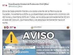 Emiten aviso de lluvias en Quintana Roo; ‘Franklin’ ya es huracán y no representa riesgo para las costas de la entidad