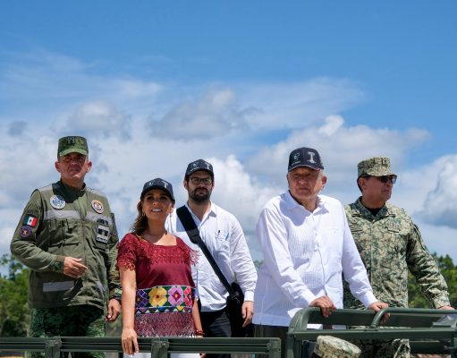 Supervisan Mara Lezama y el presidente López Obrador avances del Tren Maya