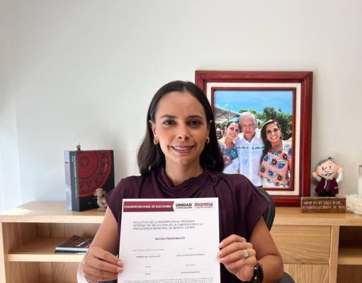 Se inscribe Ana Paty Peralta al proceso interno de Morena para competir por la presidencia municipal de BJ