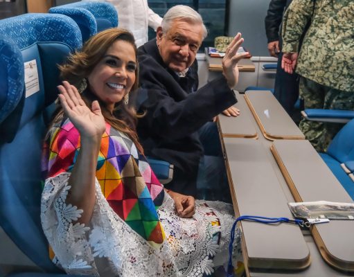 Acompaña Mara Lezama a AMLO en la inauguración de la ruta Cancún-Palenque del Tren Maya