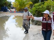 Supervisa Mara Lezama trabajos en Holbox tras frente frío: están 100% restablecidos los servicios de luz y agua potable