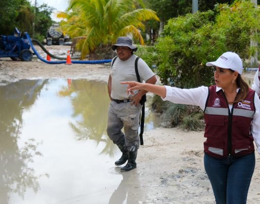 Supervisa Mara Lezama trabajos en Holbox tras frente frío: están 100% restablecidos los servicios de luz y agua potable