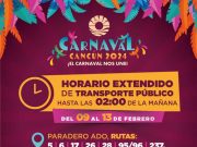 Amplían horario de transporte público por Carnaval de Cancún